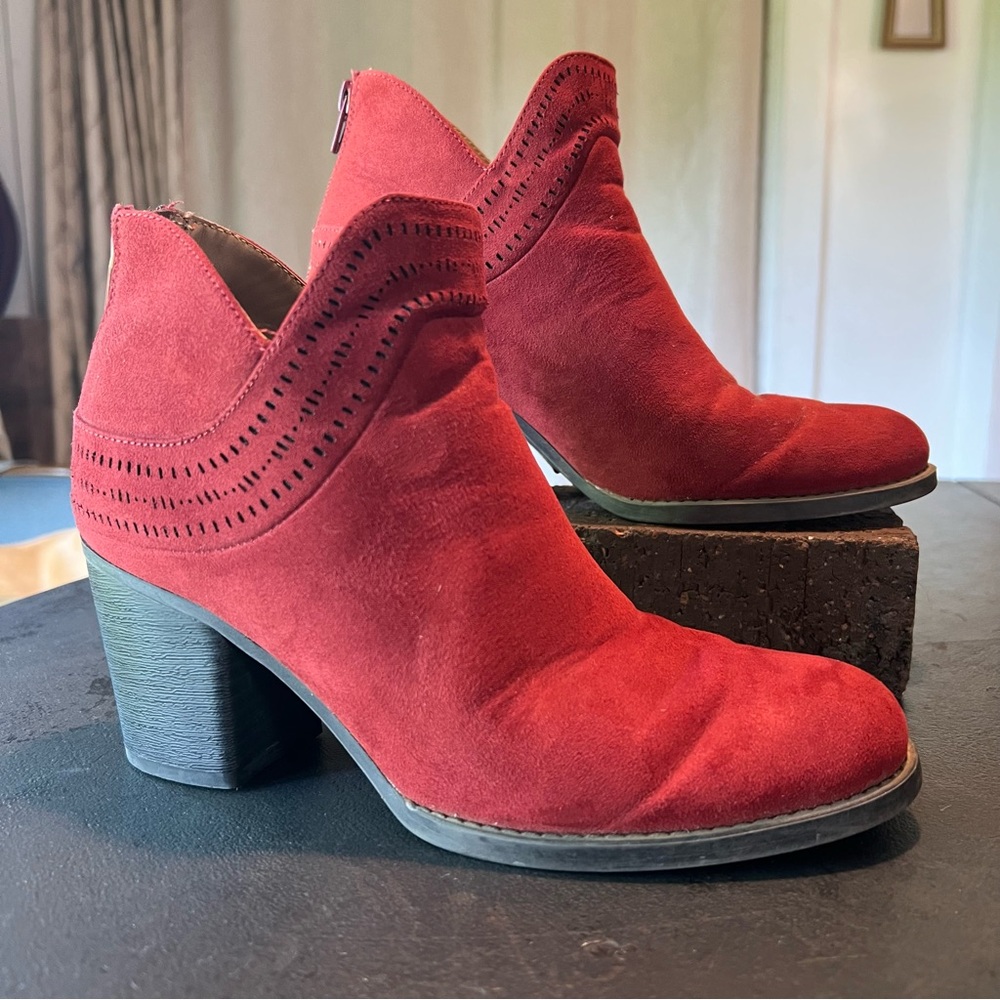 Natural Soul Red Ankle Boots Booties Holiday Fall Streetwear Cowboy At Western